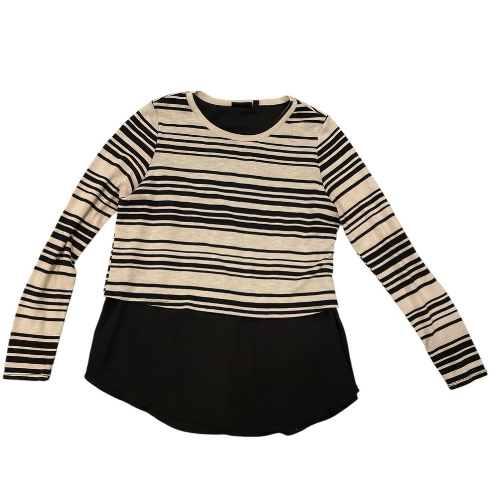 Apt. 9 Women’s Black and Cream Layered Sweater Style Pullover Size Large